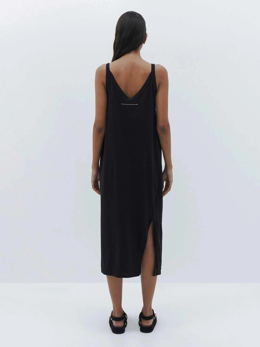 Bassike V Neck Jersey Slip Dress Black