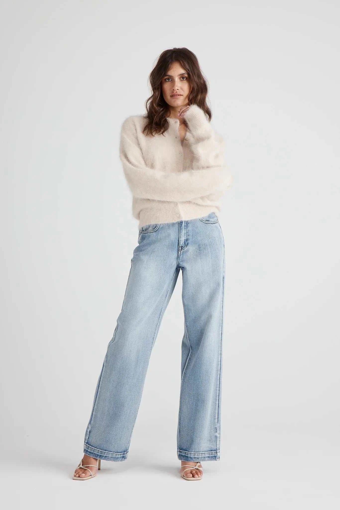 Nomads Frankie Cashmere Crew Neck Cardigan Oatmeal