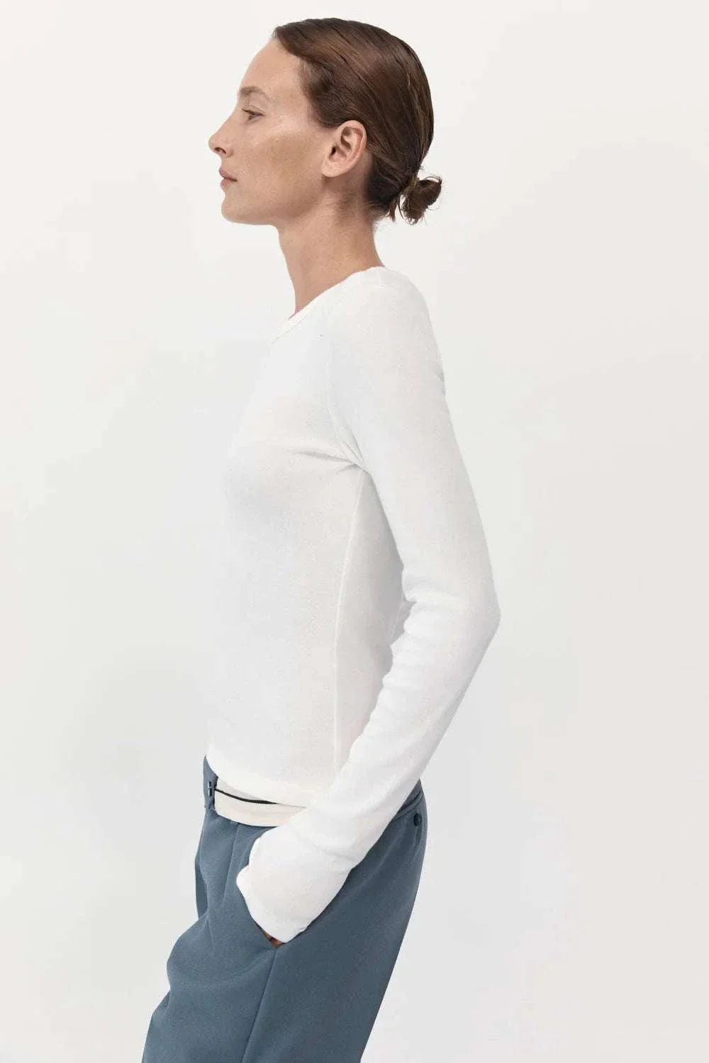 Agni Organic Cotton Long Sleeve Top White