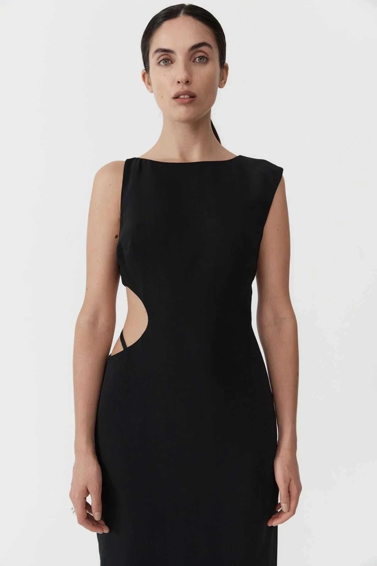 St Agni Arc Cut Out Dress Black