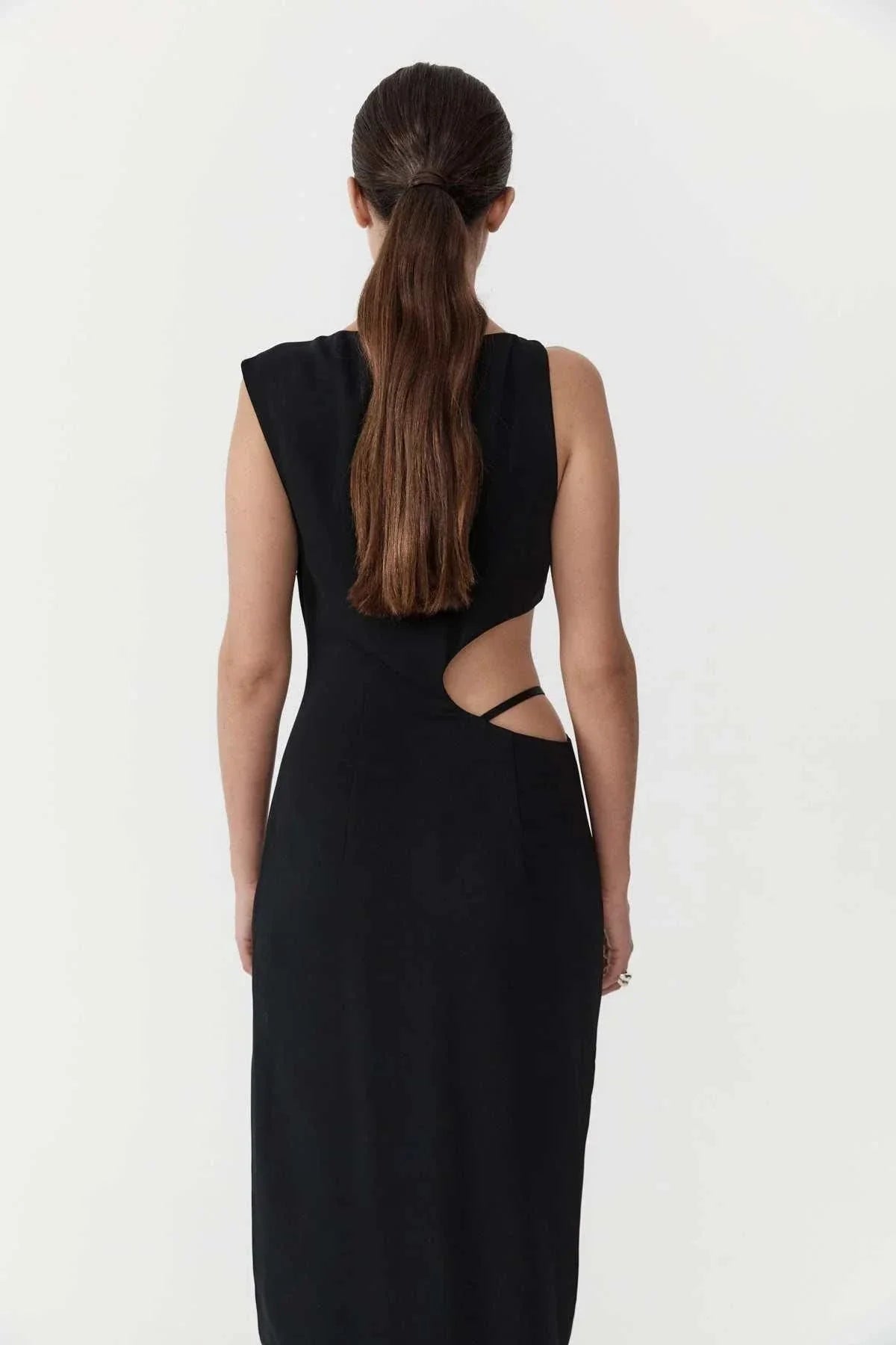 St Agni Arc Cut Out Dress Black