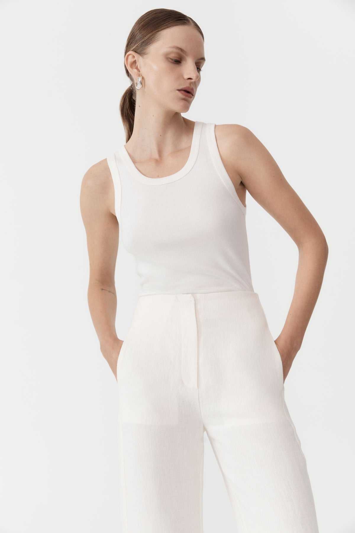 St. Agni Linen Wide Leg Pants Ivory