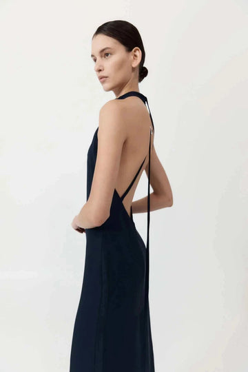 St Agni Asymm Belt Back Dress Inkwell