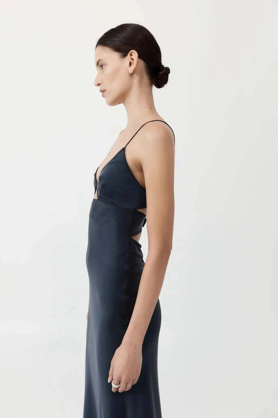 St Agni Soft Silk Bra Bias Slip Inkwell