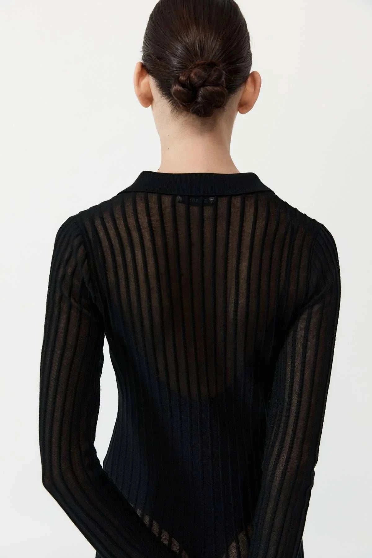 St Agni Sheer Stripe Dress Black