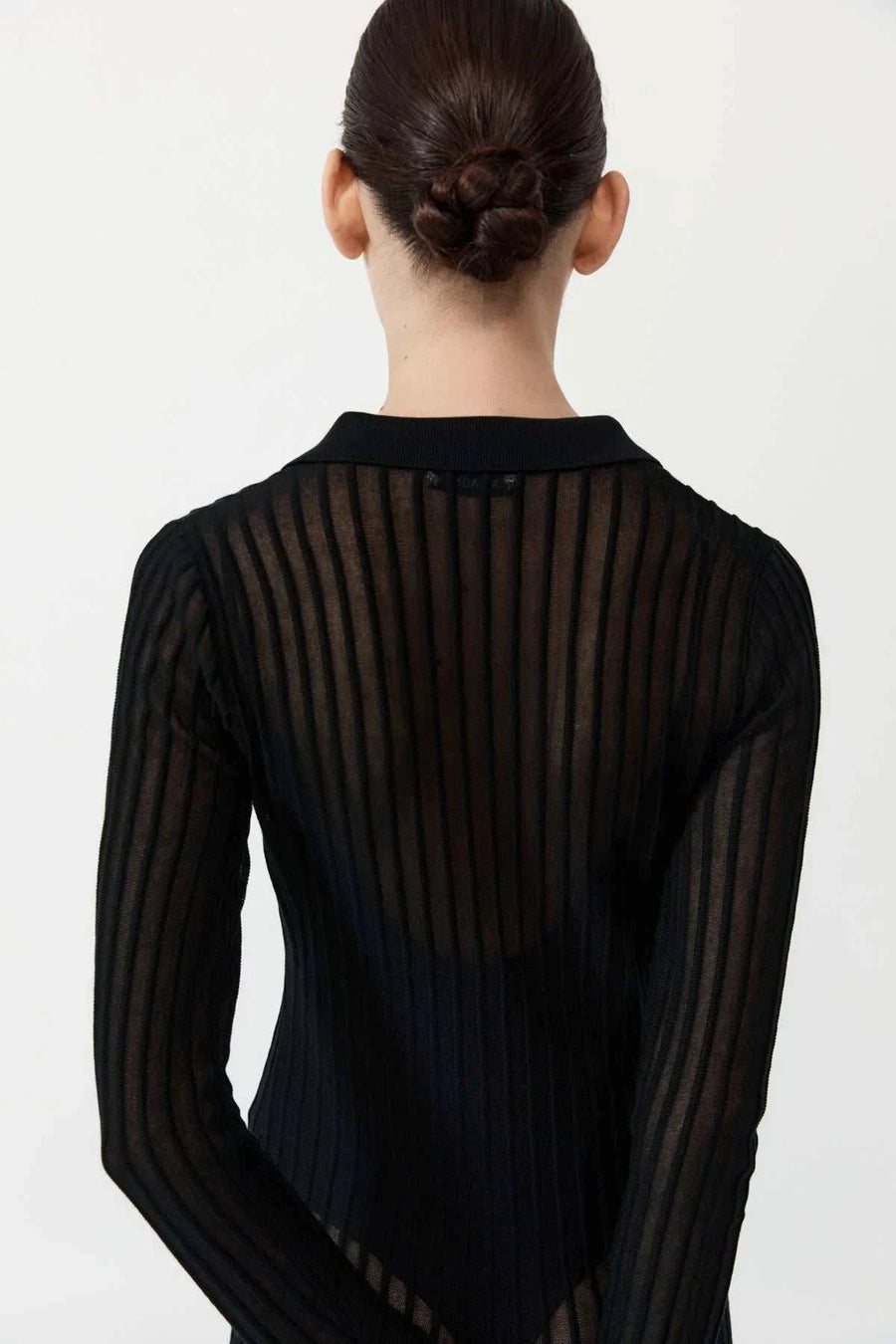 St Agni Sheer Stripe Dress Black
