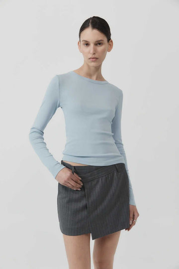 St Agni Organic Cotton Long Sleeve Top Stone Blue