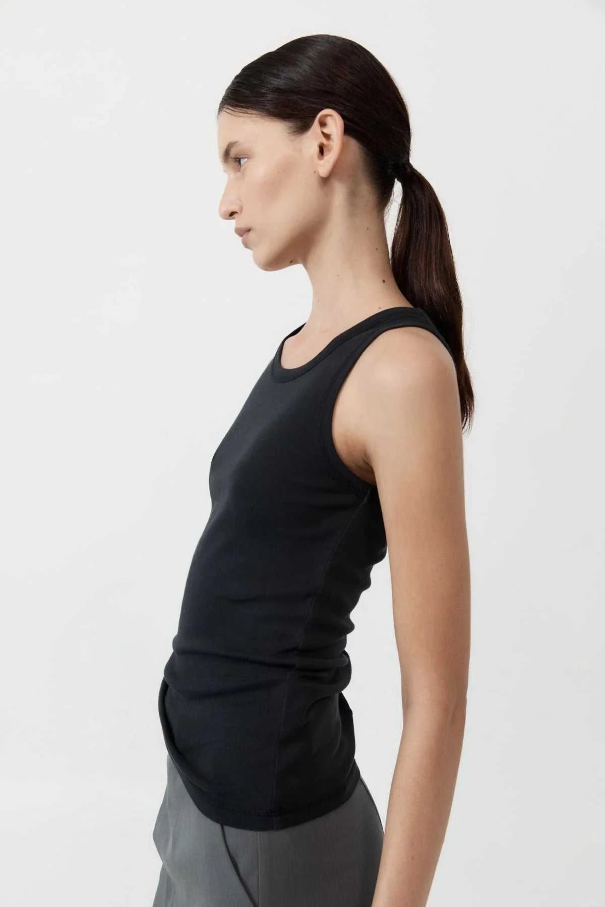 St Agni Organic Cotton Singlet Black