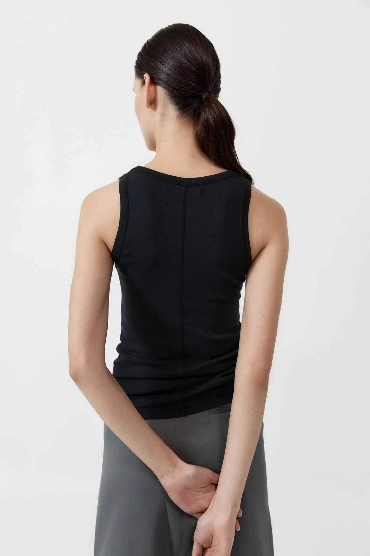 St Agni Organic Cotton Singlet Black