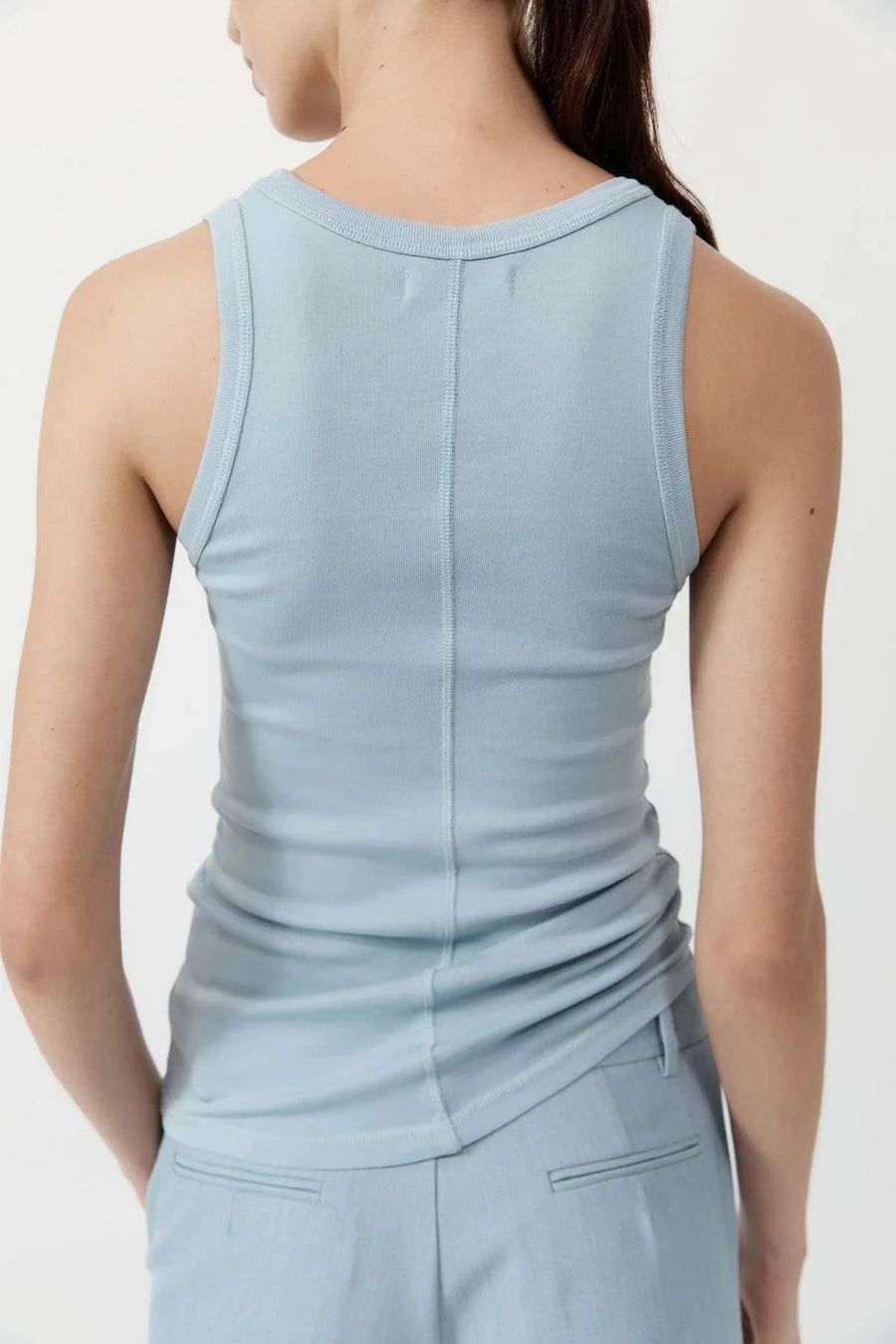 St Agni Organic Cotton Singlet Stone Blue