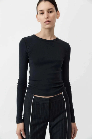 St Agni Organic Cotton Long Sleeve Top Black