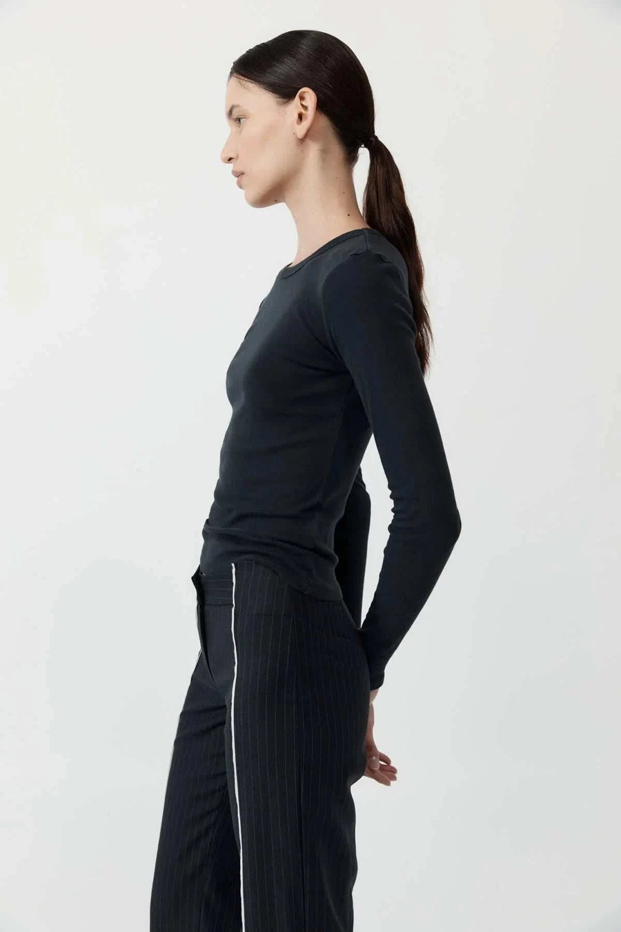 St Agni Organic Cotton Long Sleeve Top Black