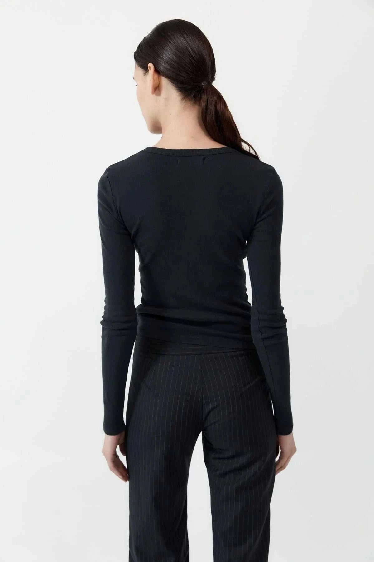 St Agni Organic Cotton Long Sleeve Top Black