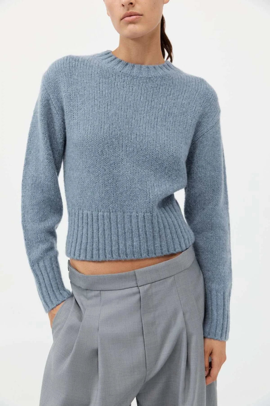 St Agni Wool Cashmere Blend Sweater Soft Blue