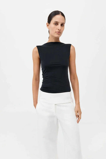 St Agni Cupro Jersey Top Black