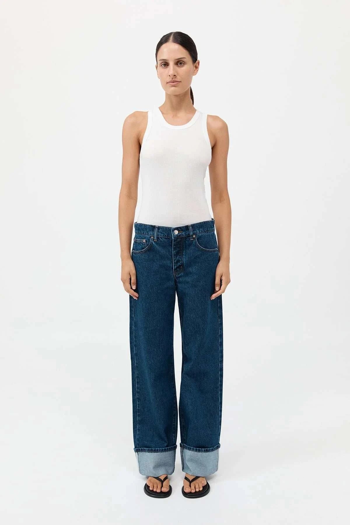 St Agni Organic Cotton Soft Rib Singlet White