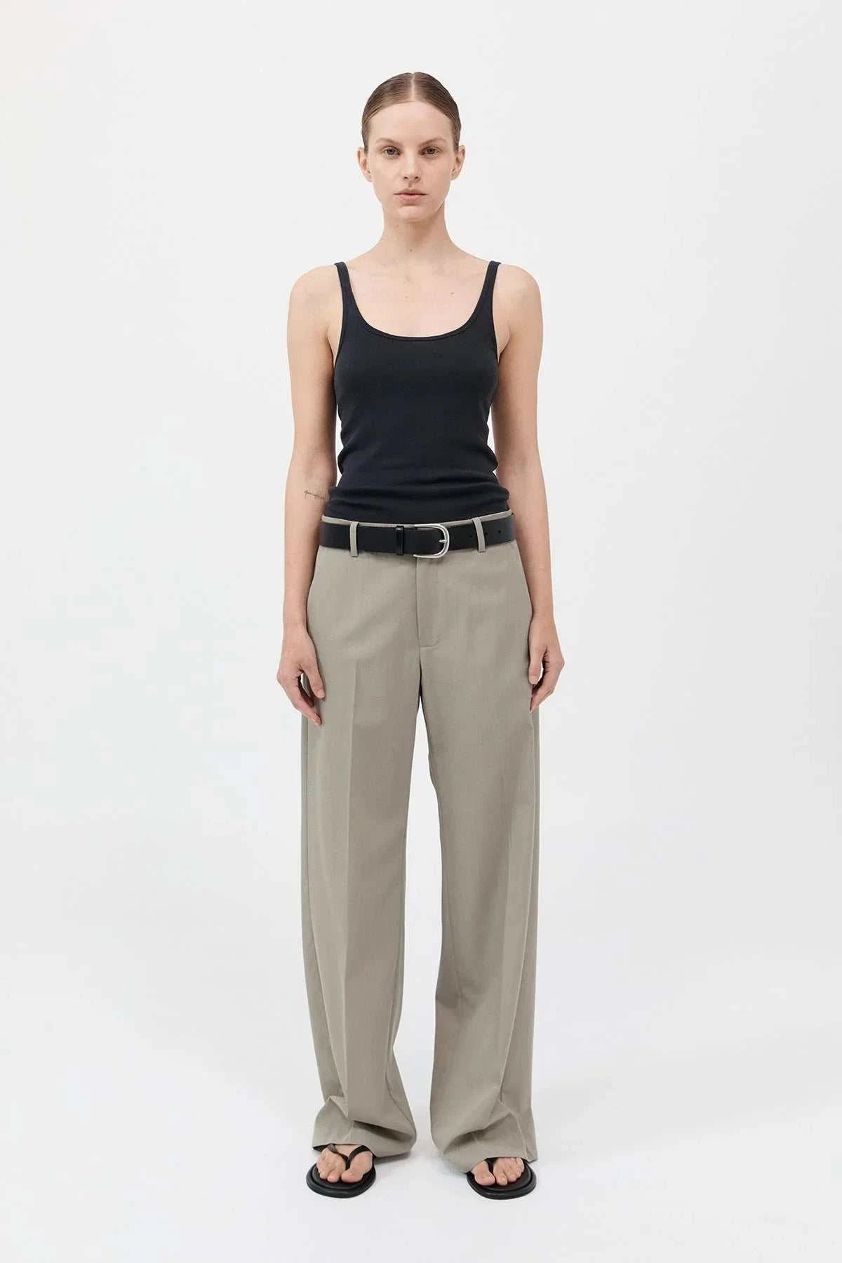 St Agni Organic Cotton Slim Scoop Tank Jet Black