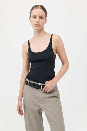 St Agni Organic Cotton Slim Scoop Tank Jet Black