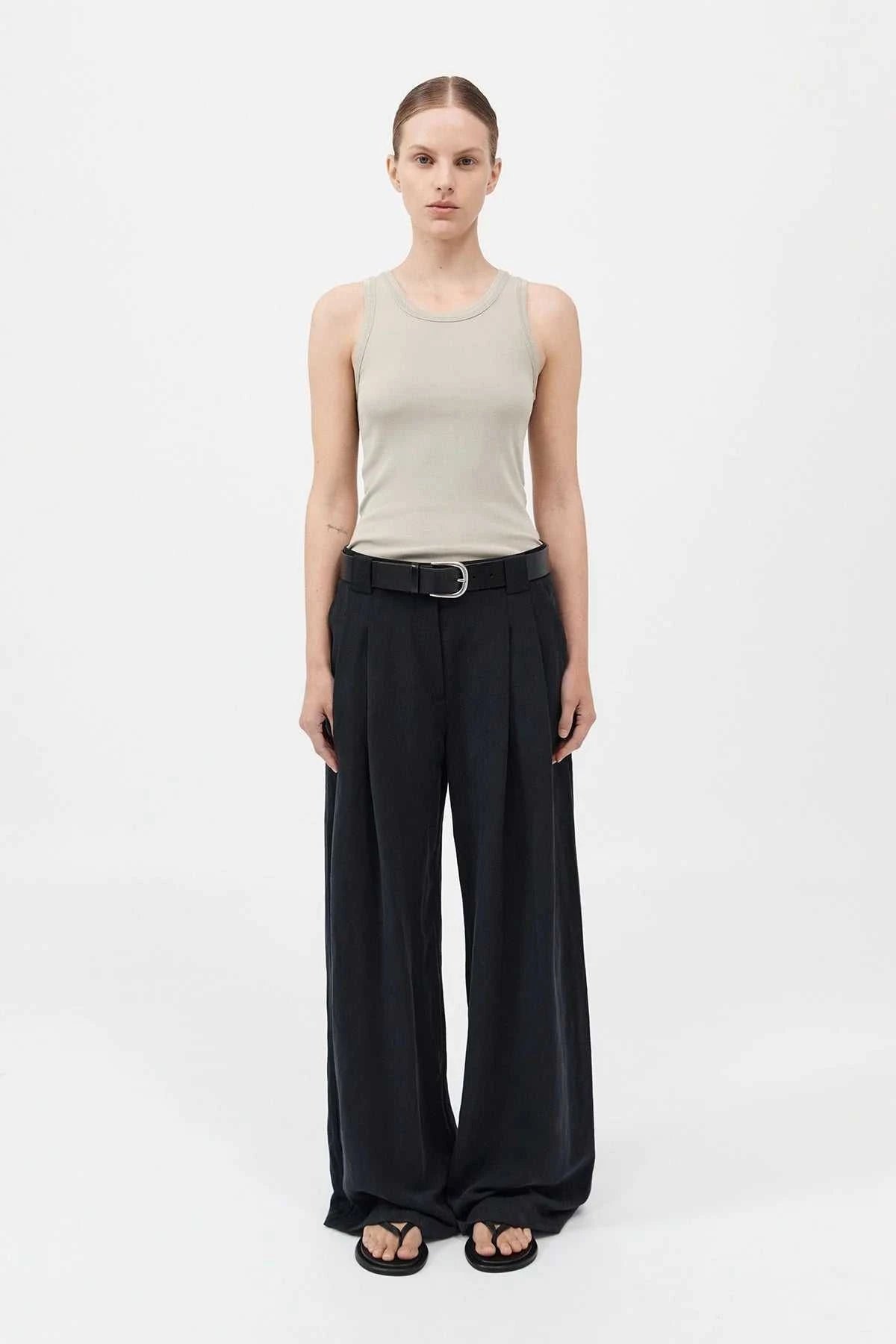 St Agni Organic Cotton Singlet Moss Grey