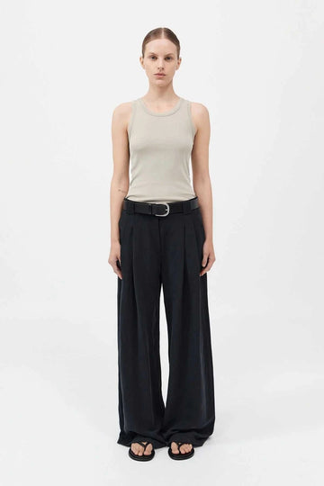 St Agni Organic Cotton Singlet Moss Grey