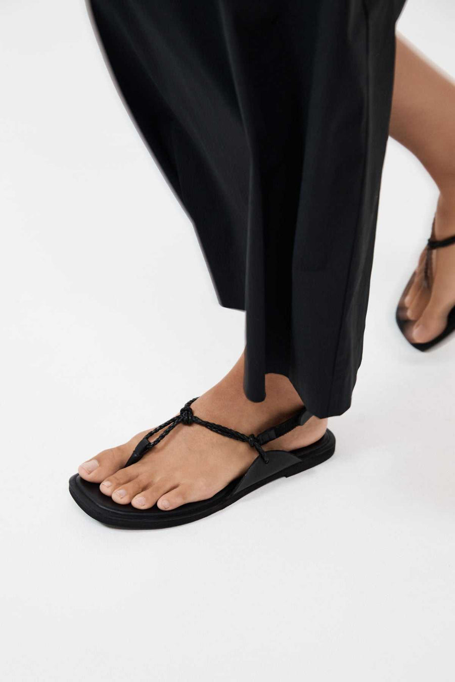 St Agni Woven Rope Sandal Black