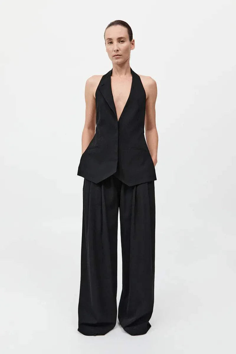 St Agni Wool Double Layer Blazer Black