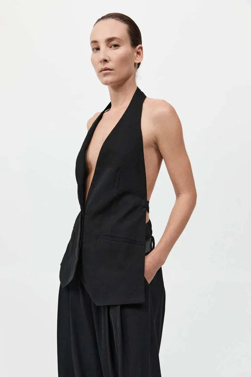 St Agni Wool Double Layer Blazer Black