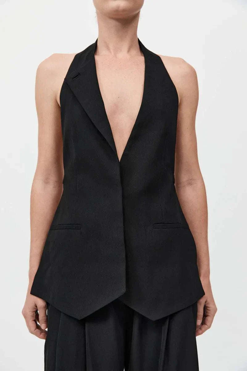 St Agni Wool Double Layer Blazer Black