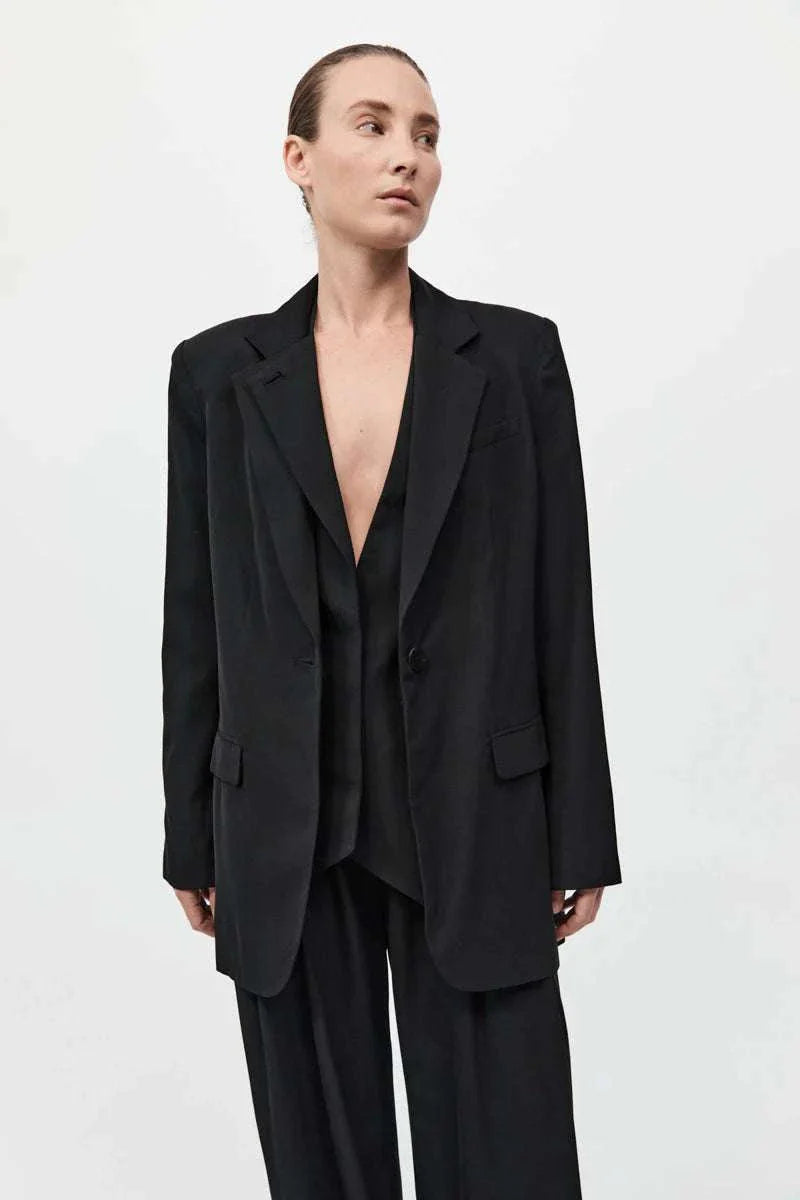 St Agni Wool Double Layer Blazer Black