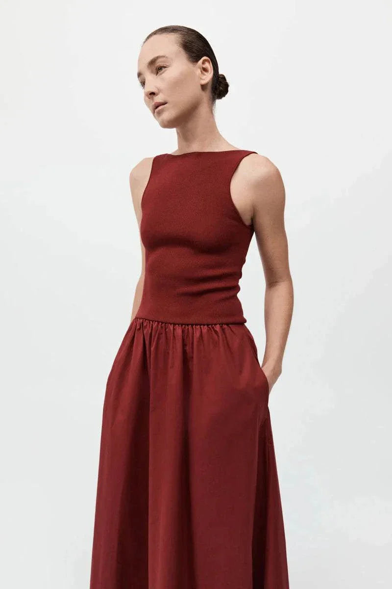 St Agni Bateau Cut Out Dress Berry 