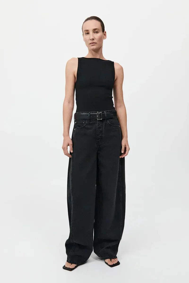 St Agni Mid Rise Balloon Jeans Washed Black