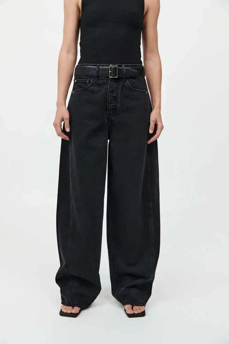 St Agni Mid Rise Balloon Jeans Washed Black