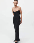St Agni Fine Chain Silk Slip Dress Black