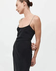 St Agni Fine Chain Silk Slip Dress Black