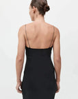 St Agni Fine Chain Silk Slip Dress Black
