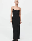 St Agni Fine Chain Silk Slip Dress Black