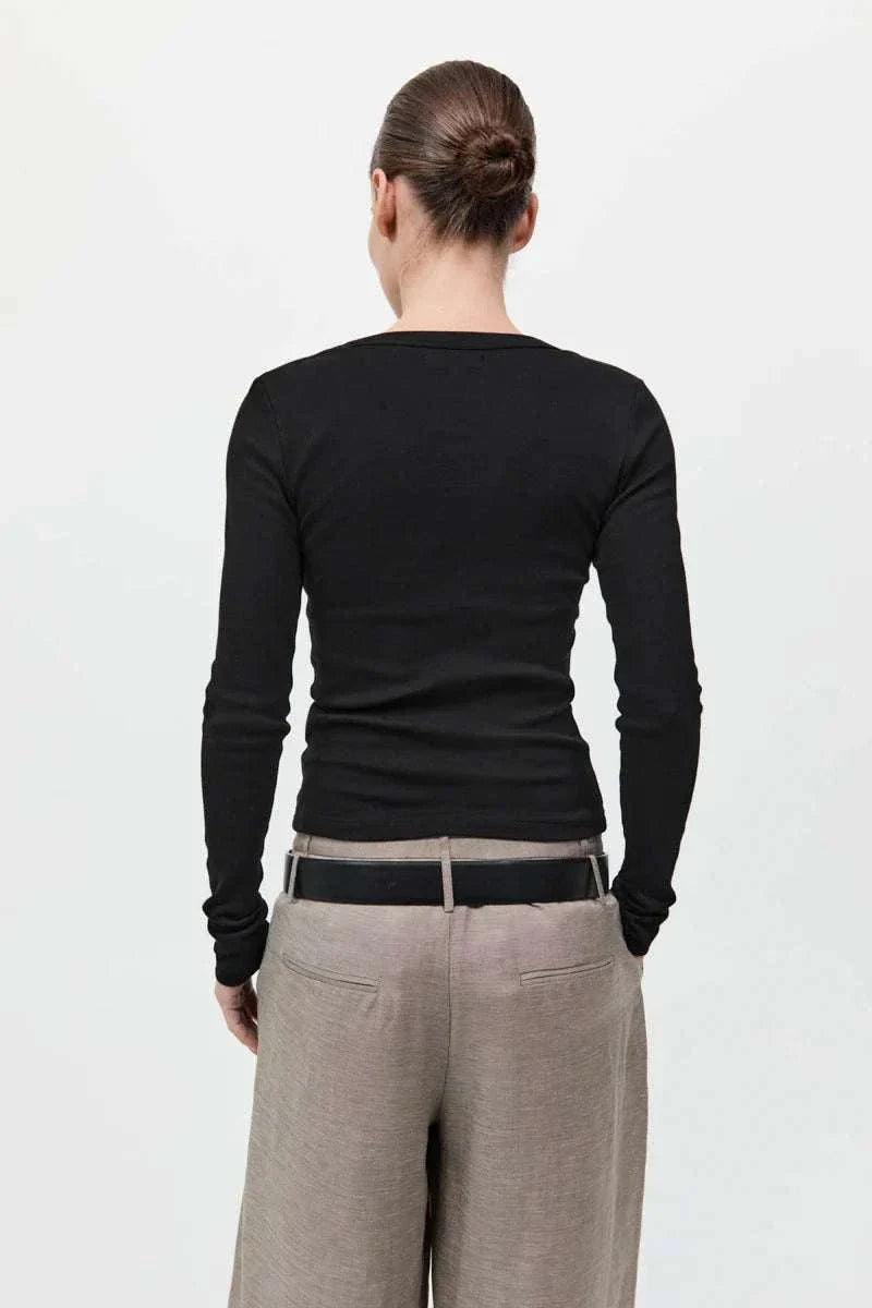 St Agni Organic Long Sleeve Top Jet Black