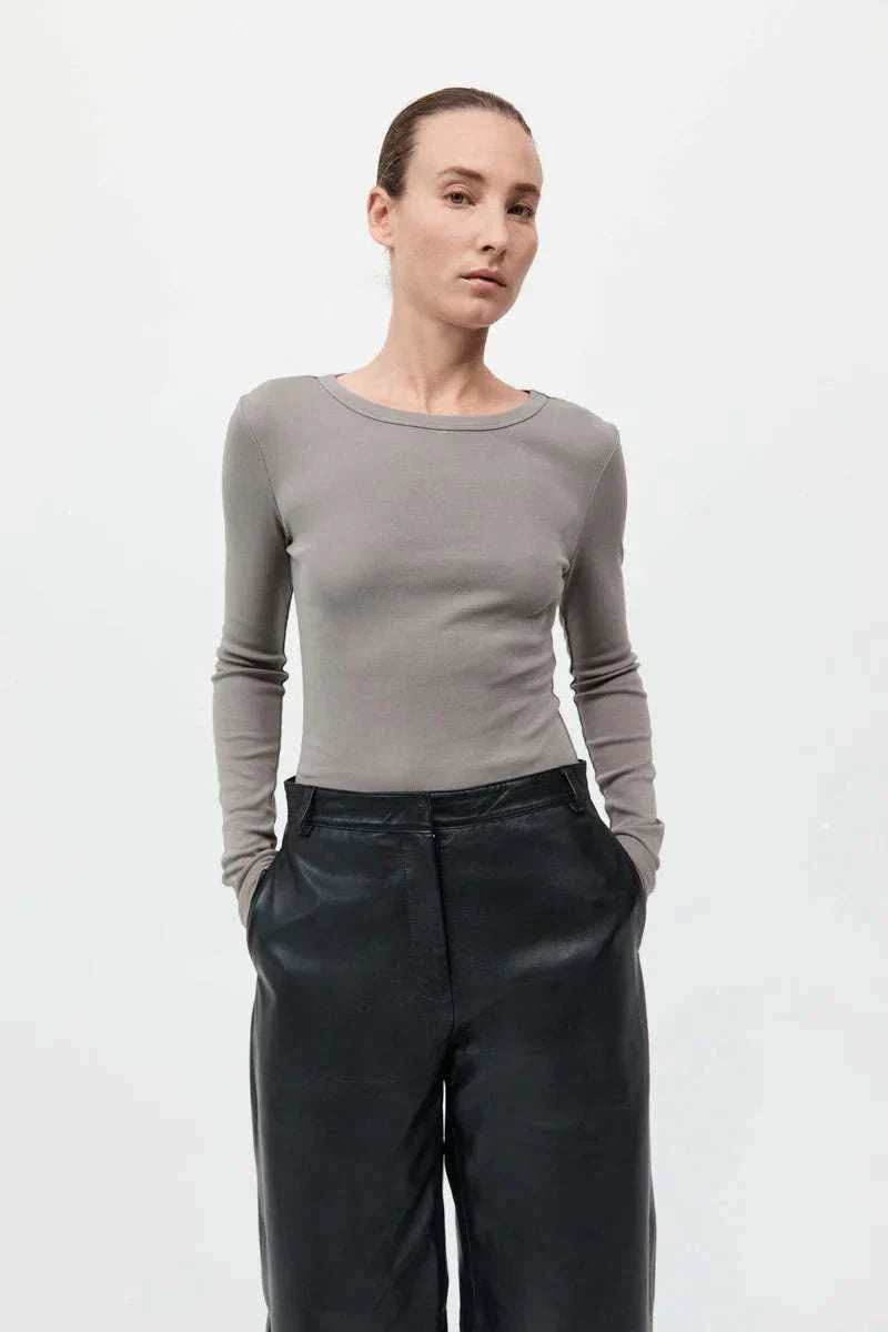 St Agni Organic Cotton Long Sleeve Top Slate