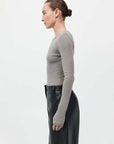 St Agni Organic Cotton Long Sleeve Top Slate