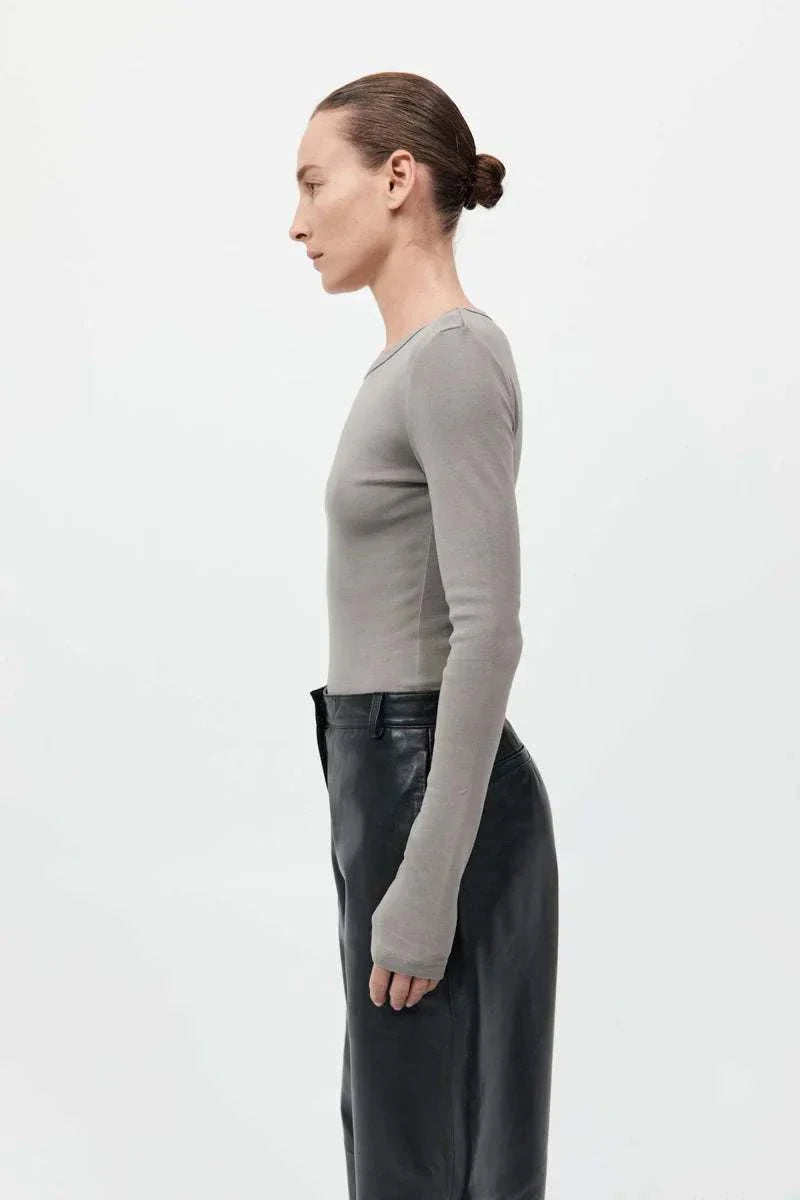 St Agni Organic Cotton Long Sleeve Top Slate