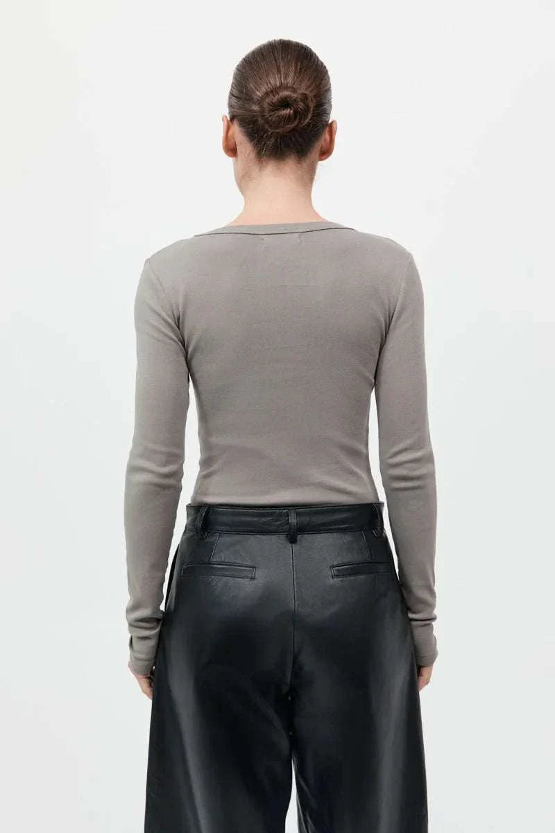 St Agni Organic Cotton Long Sleeve Top Slate