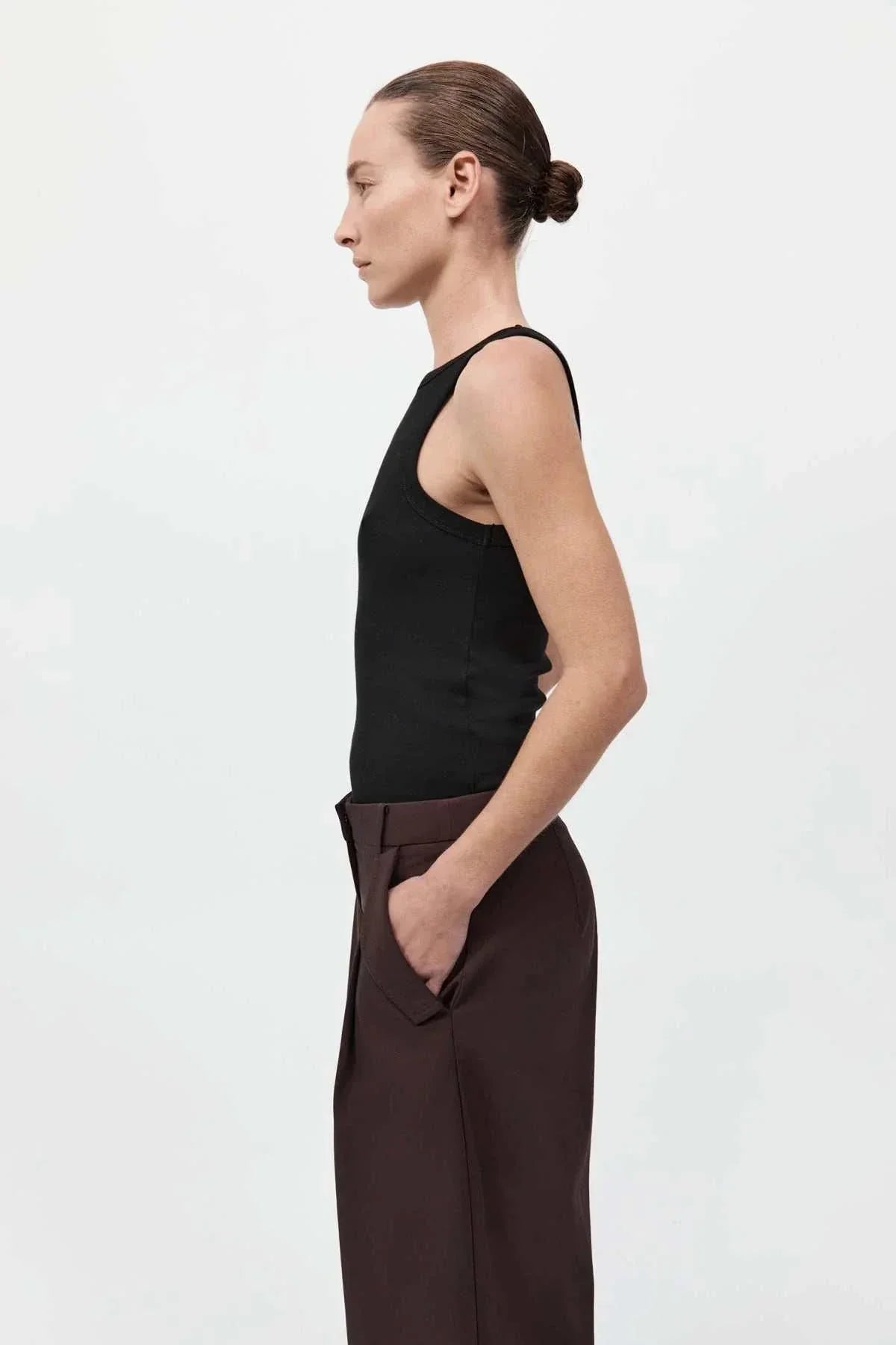 St Agni Organic Cotton Bateau Tank Jet Black