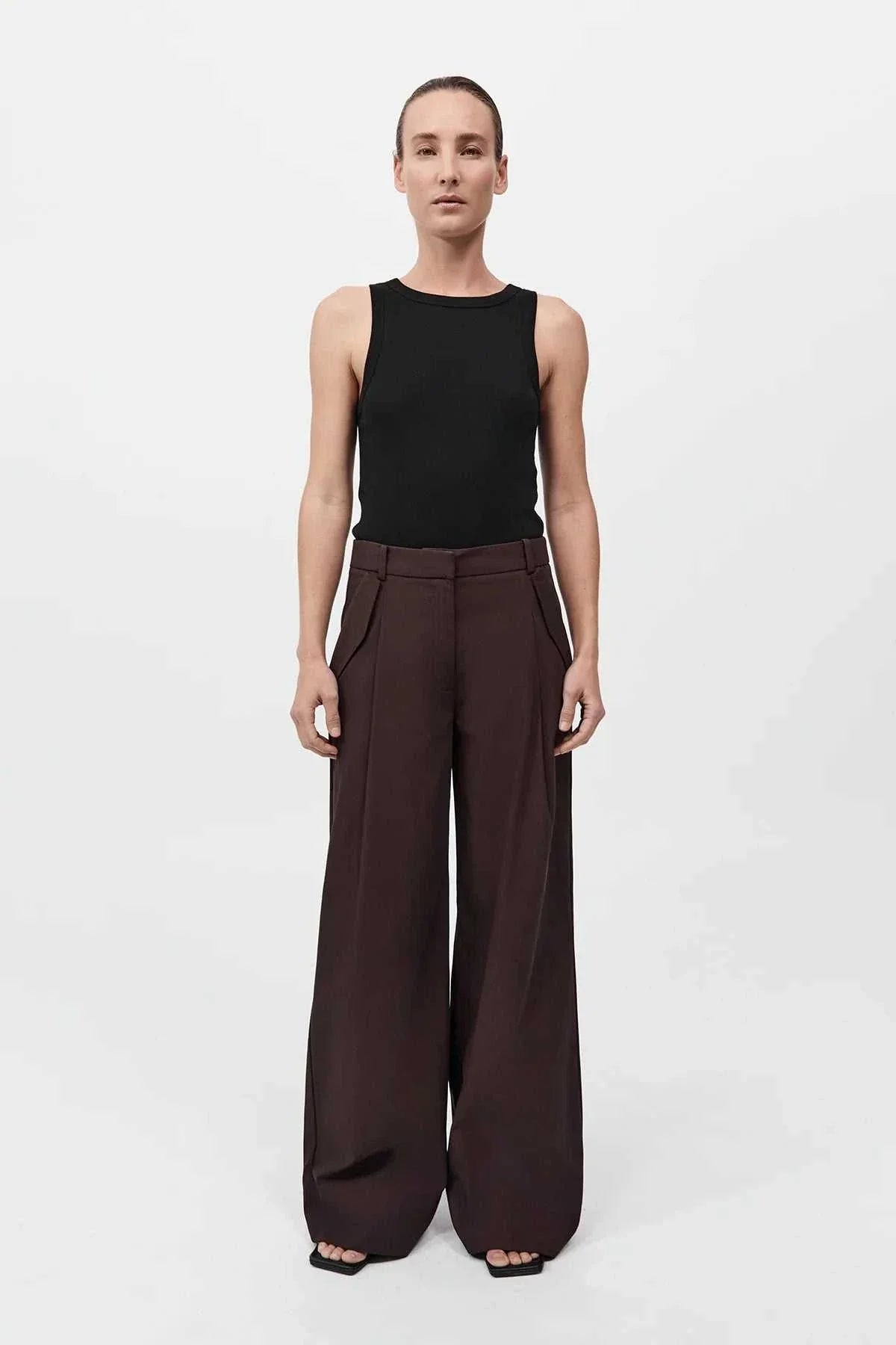 St Agni Organic Cotton Bateau Tank Jet Black
