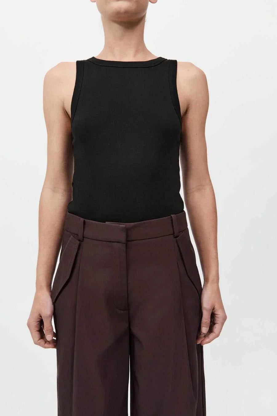 St Agni Organic Cotton Bateau Tank Jet Black