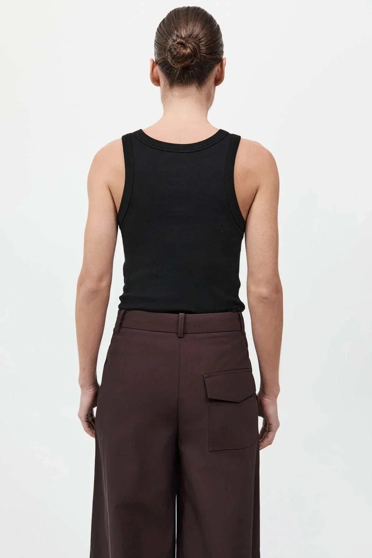 St Agni Organic Cotton Bateau Tank Jet Black