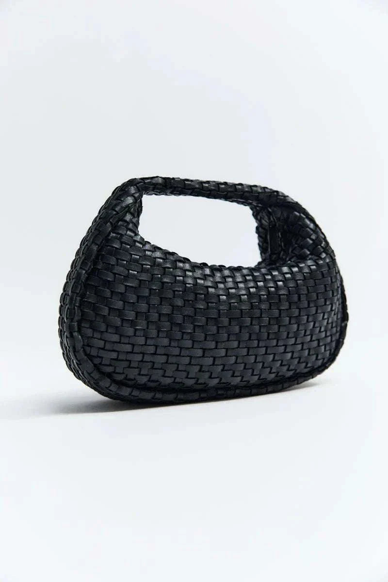St Agni Lattice Weave Mini Bon Bon Bag Black