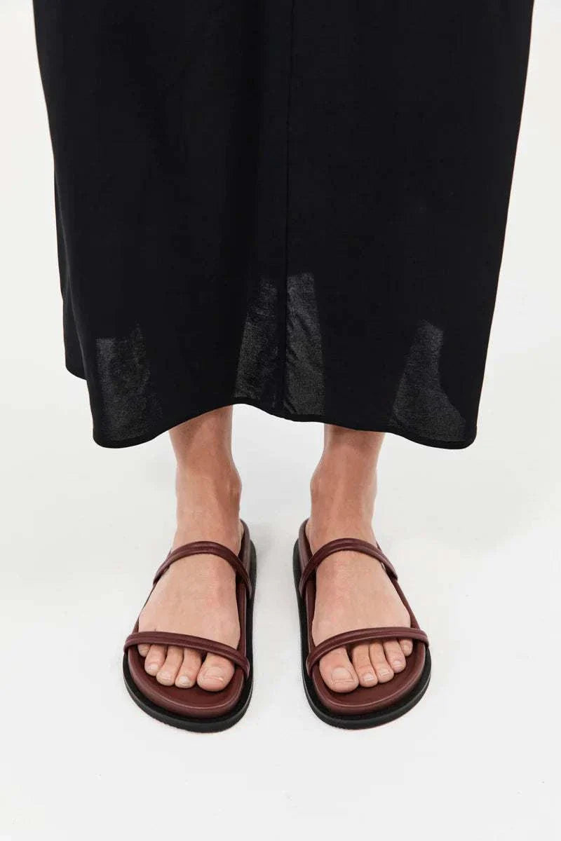 St Agni Fine Double Strap Slide Plum