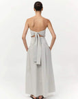 St Agni Gathered Strapless Tie Back Dress Silver