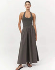 St Agni Halter Gathered Dress Khaki