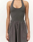 St Agni Halter Gathered Dress Khaki